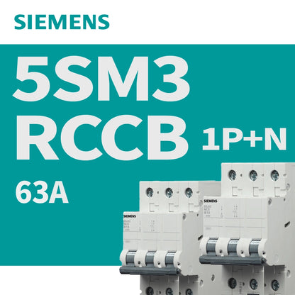 漏電斷路器 Residual-Current Circuit Breaker (RCCB) Type A, Instantaneous IEC 61008。是保護電路的重要設備。63A 1P+N 德國 SIEMENS 西門子 5SM3 漏電斷路器 RCCB,提供高品質的微型斷路器,確保安全與可靠性,適用於多種應用需求。選擇西門子,保障您的電力系統安全!