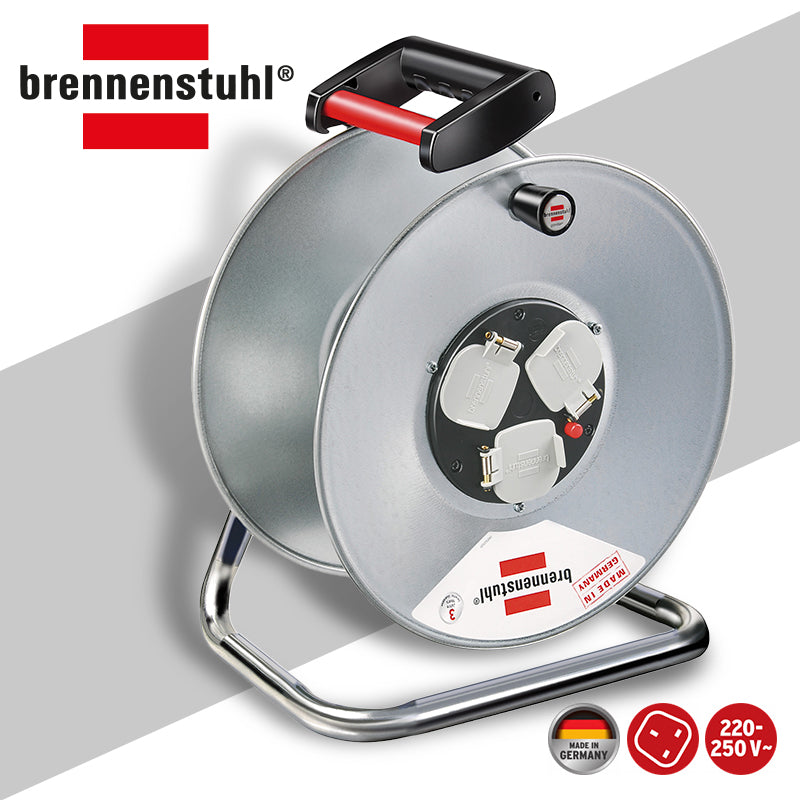 鐵製 電線 蘇底 空轆 13A 220V 三位 不帶線 德國 brennenstuhl 百能蘇 電線拖轆