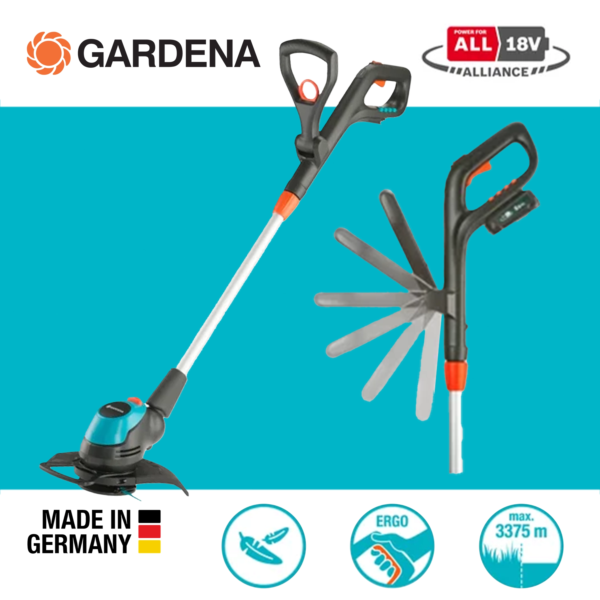 割草機。打草機。園藝工具。德國 GARDENA 18V 充電式割草機 easy 14700