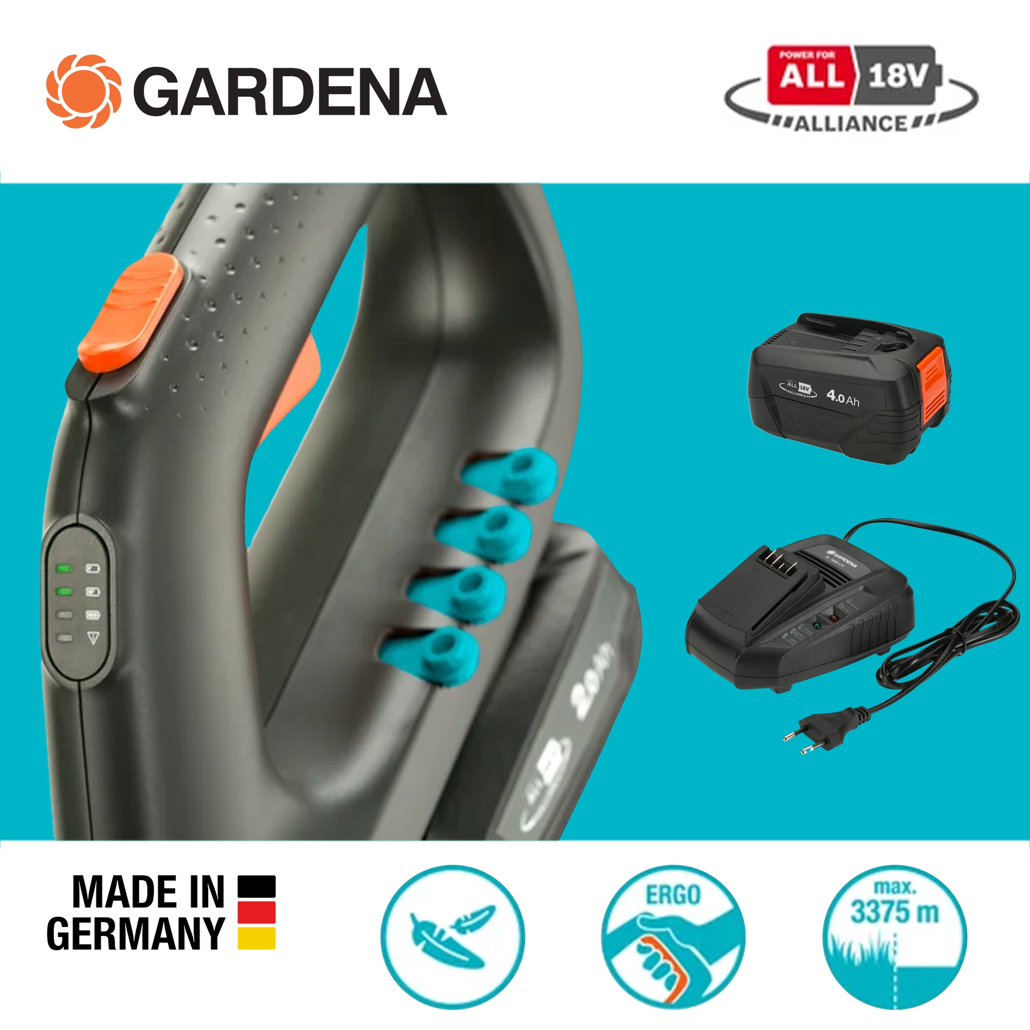 割草機。打草機。園藝工具。德國 GARDENA 18V 充電式割草機 easy 14700