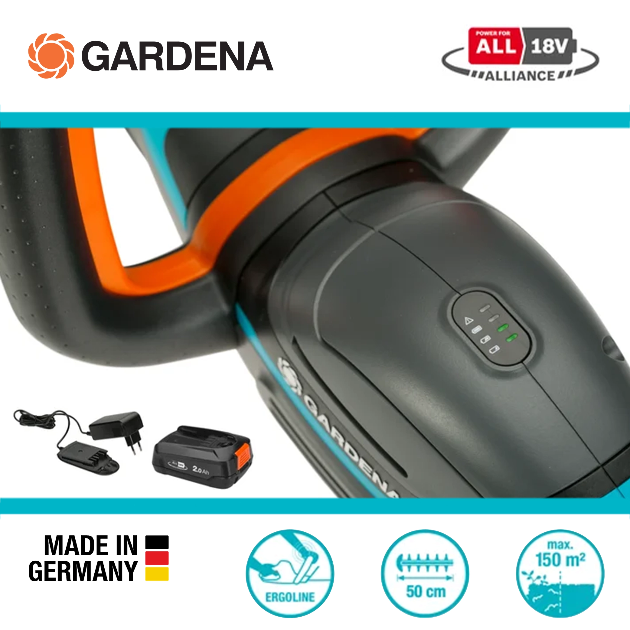 德國 GARDENA 14730 籬笆修剪機 4.0Ah 18V 鋰電；德國🇩🇪製造