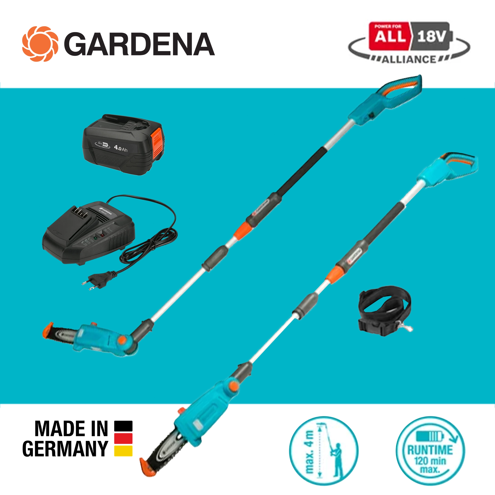 德國 GARDENA 18V 充電式伸縮型鏈鋸 14770
