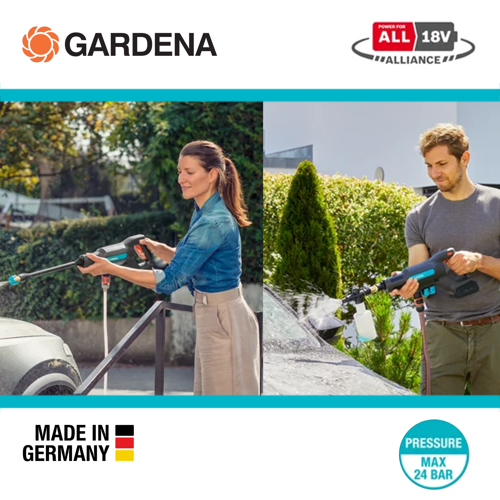 德國 GARDENA 18V 充電式中壓清洗機 14800