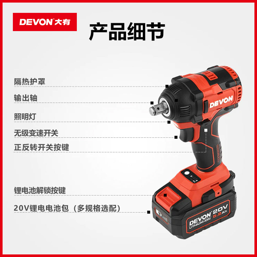 衝擊扳手 20V 充電 無刷 DEVON 大有 5733 衝擊扳手