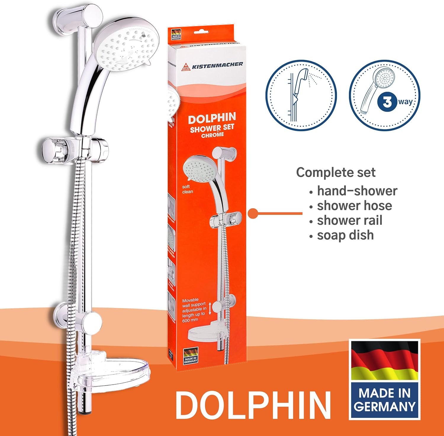 套裝花灑 花灑水龍頭＋水龍頭＋喉管 德國 KISTENMACHER #3200 