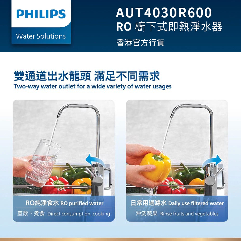 PHILIPS 飛利浦 AUT4030R600 RO 櫥下式濾水器 （香港官方行貨)