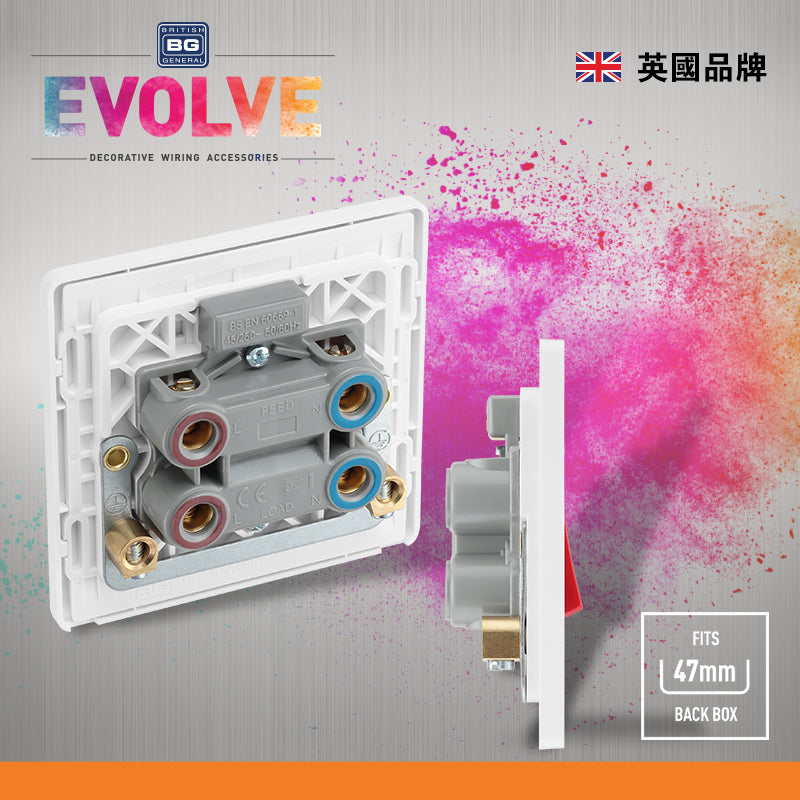 英國  BRITISH GENERAL EVOLVE 系列 45A 拉絲鋼黑色開關掣