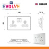 英國  BRITISH GENERAL EVOLVE 系列雙位 13A 拋光白色開關插座