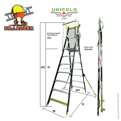 DR.LADDER UNIFOLD LITE 摺叠帶斜撐 纖維平台梯 DRUFL-007 系列