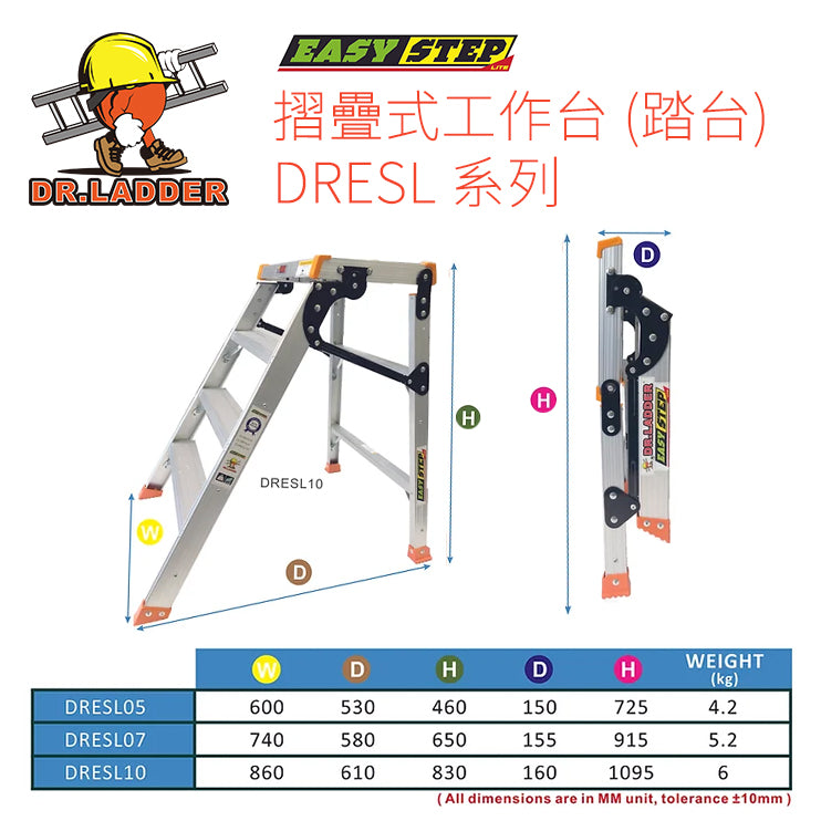 輕便鋁梯 DR.LADDER 摺疊式工作台 DRESL 系列 - 3T 三行店
