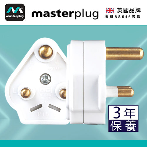 插頭 白色 15A 可重新接電線 英國 Masterplug 英式 三腳圓 插頭 