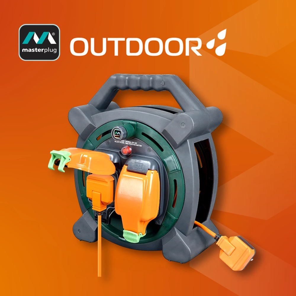 英國 Masterplug 2 位 x 13A IP54 防水防塵插位 20米線 拖轆拖板 橙灰色 HLP2013/2IP