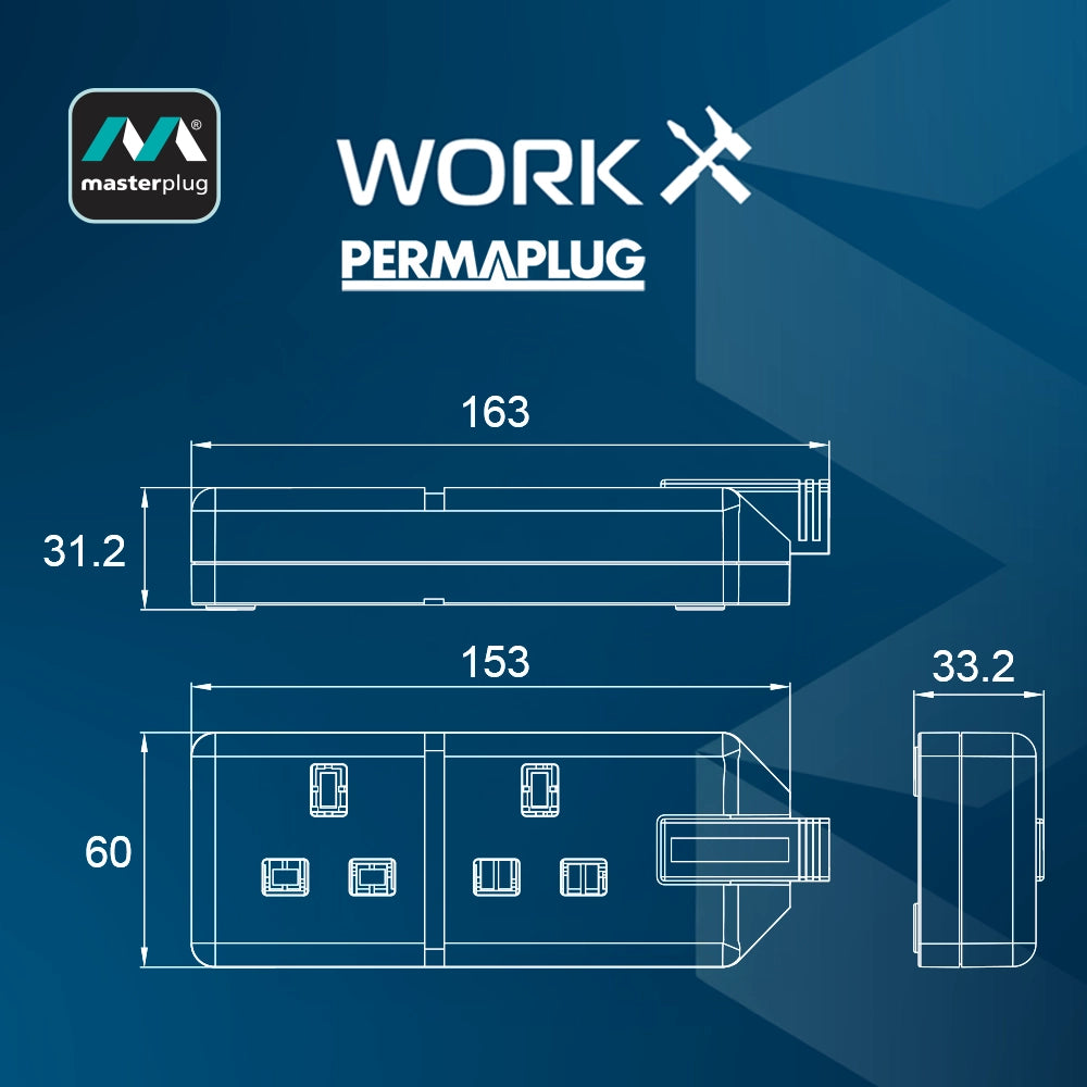英國 Masterplug Permaplug 擴展插座 2 位 13A 橙/黑 ELS132O / ELS132B