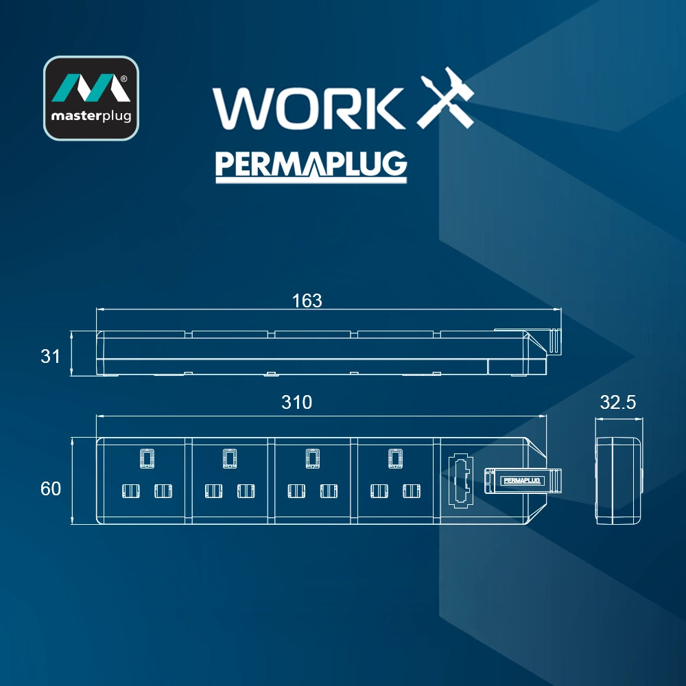 Masterplug - Permaplug 擴展插座 4位 13A 橙/黑 ELS134O ELS134B