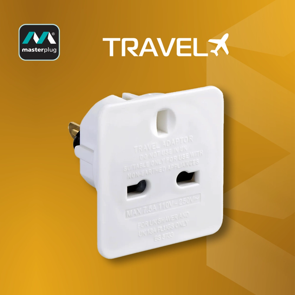 英國品牌 Masterplug 旅行轉換插頭 (兩件裝 TAUSA) 三腳-轉-兩腳扁頭 (合用國家-日本-加拿大-美國-澳大利亞-中國) 