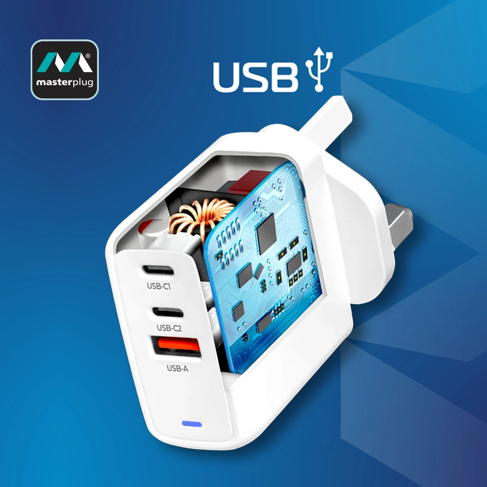 香港安全標準 67W Turbo 智能 USB 插頭 | 英國 Masterplug 13A 智能 USB 插頭-快速充電 PLGACC67W ...