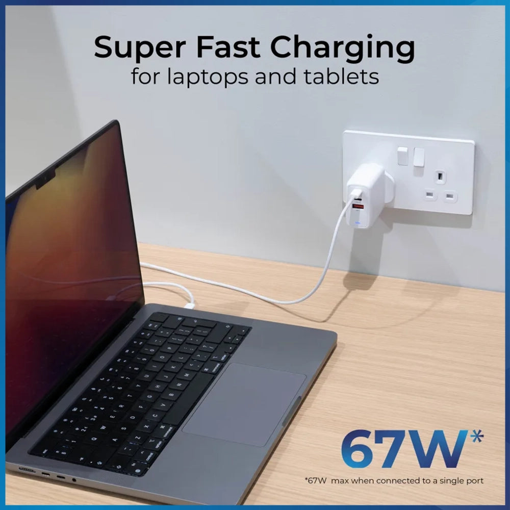 Masterplug 13A 67W USB C1 + C2 + A 快速充電器 LED 電源指示燈 (白色) USBPLGACC67W/U