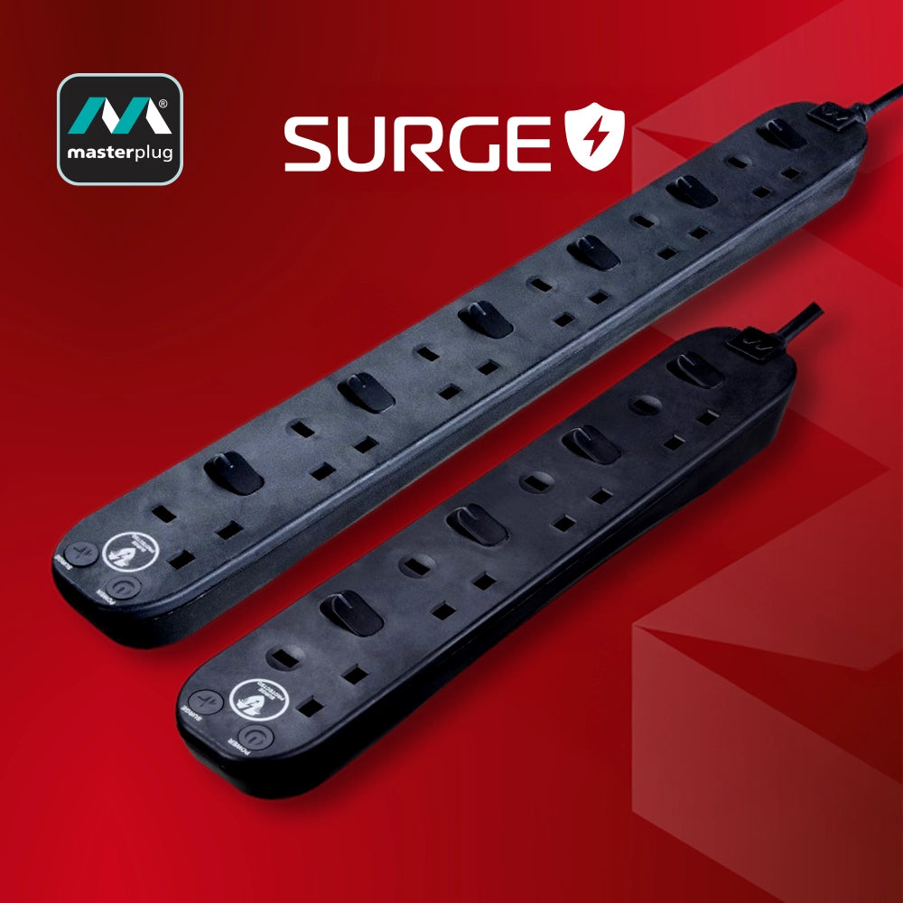 英國 Masterplug 4 或 6 x 13A 獨立電源開關 線長 2米 防雷拖板 白色 SWSRG42NB / SWSRG62NB