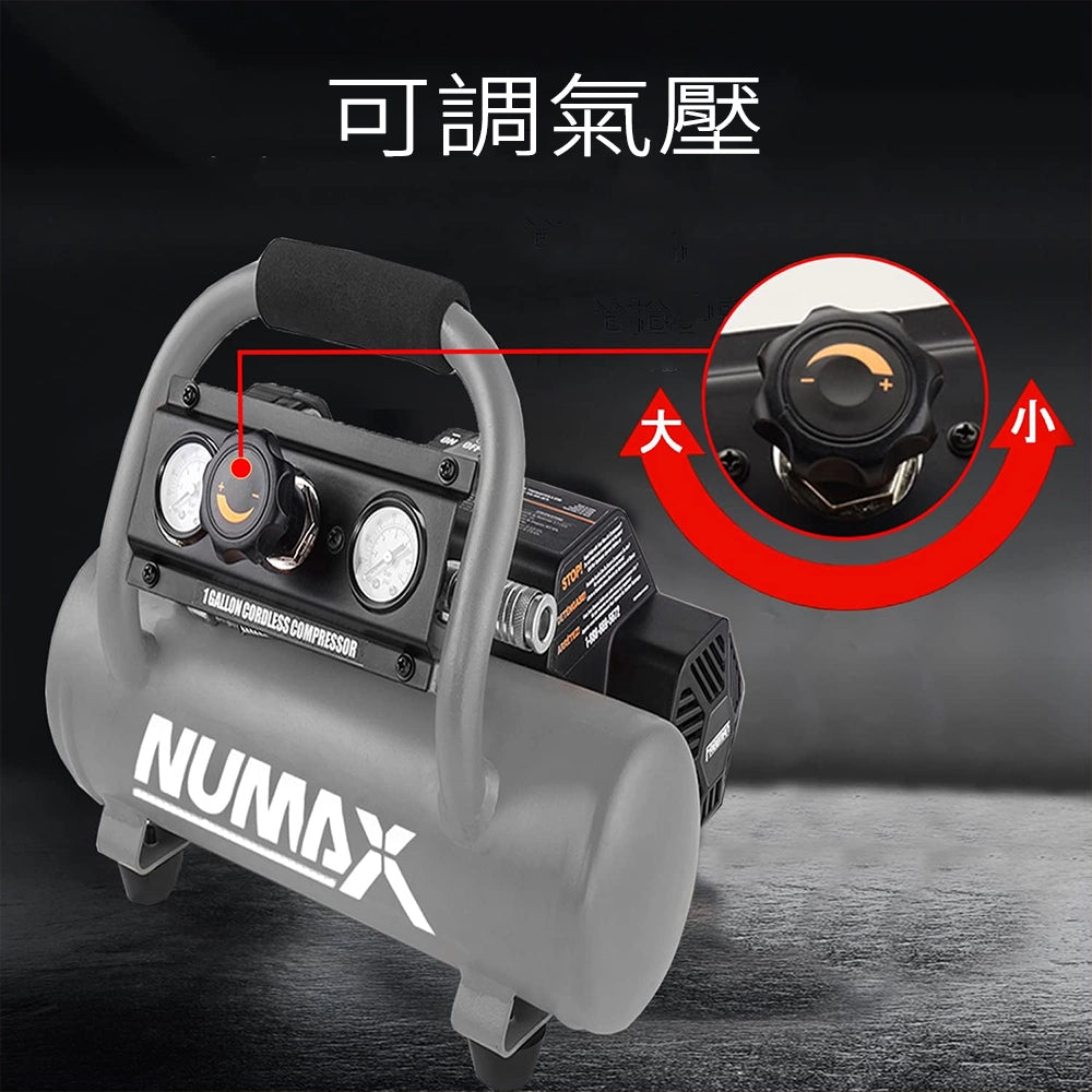 氣泵。風泵。空壓機。NUMAX LKN4L 便攜式 4L 空壓機，適合香港模型製作、汽車維修、小型噴漆及實驗室等行業使用。