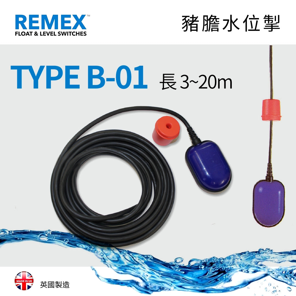 3～20米 線長 豬膽水位掣 英國制造 工業級 英國 REMEX TYPE B-01