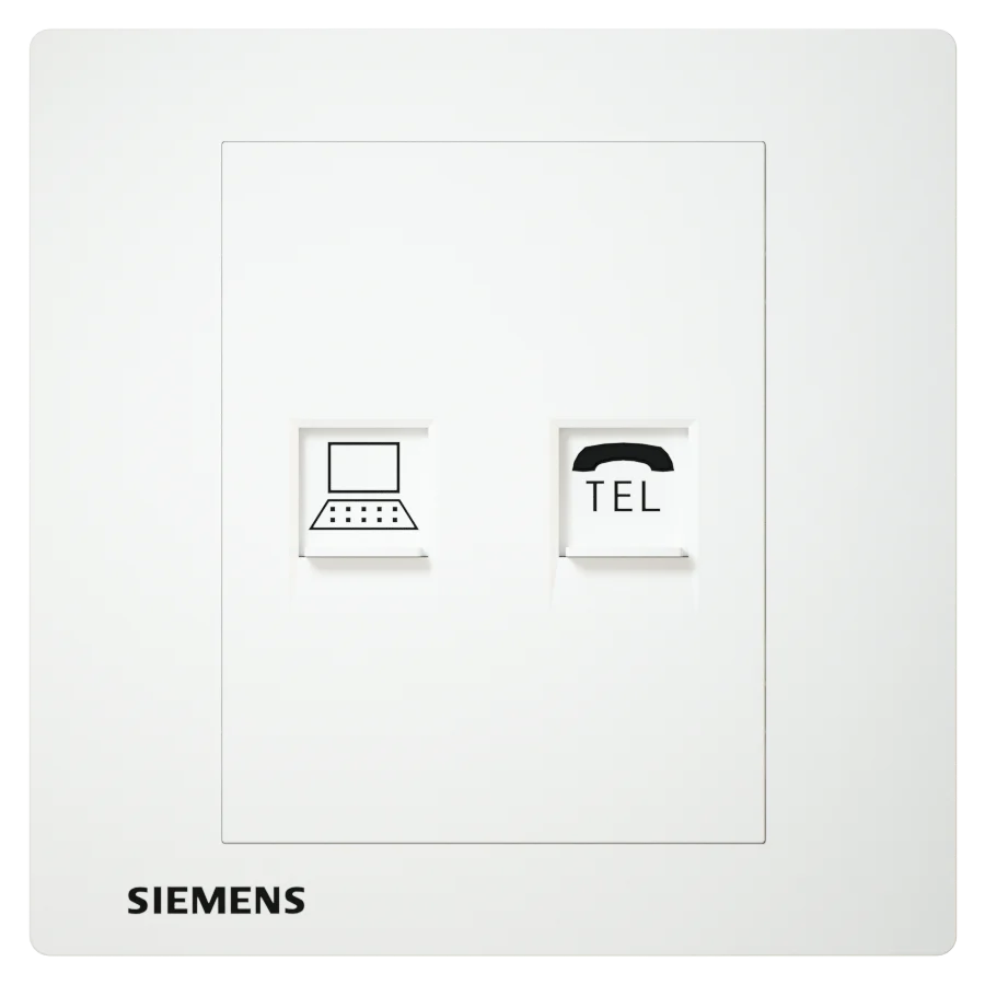 插座 適合高網速 CAT6 電腦＋電話插座 白色 SIEMENS 西門子 DELTA® relfa RJ11 電話插座+RJ45 CAT6電腦插座