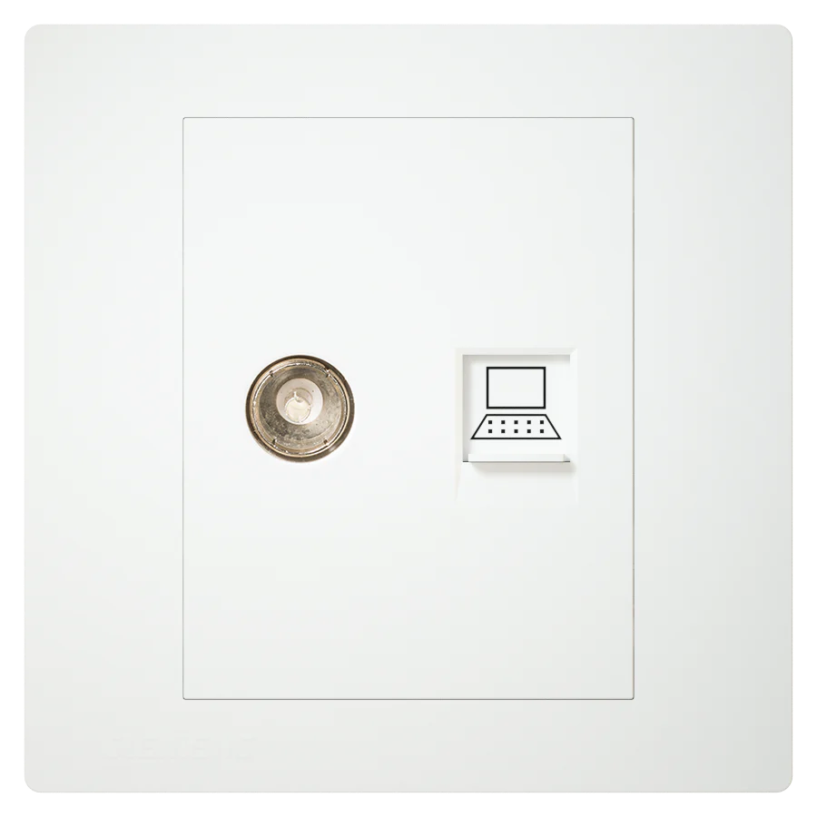 插座 適合高網速 CAT6 電腦＋普通電視插座 白色 SIEMENS 西門子 DELTA® relfa 普通電視插座 + RJ45 CAT6電腦插座