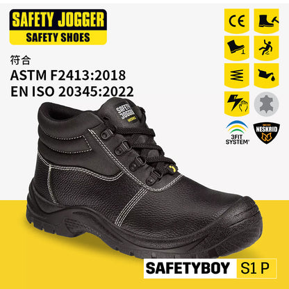 安全鞋 鋼頭 鋼底 防刺穿 SAFETYBOY S1P 黑色 中筒 安全鞋