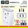 防雷 插蘇 1x13A 連 2xUSB 2.1A 英國 Masterplug 防雷插蘇