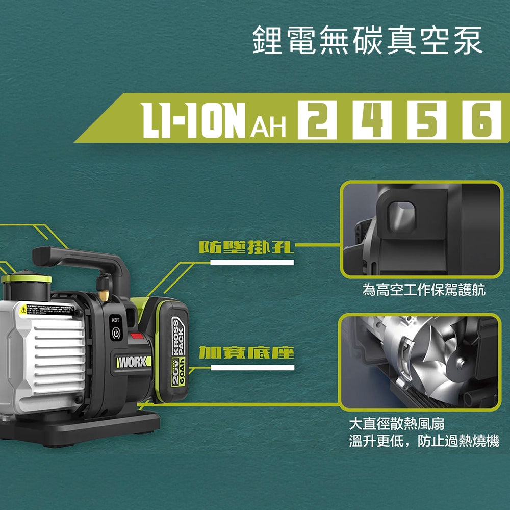 WORX 威克士 20V 鋰電無碳真空泵 WU090 WU091