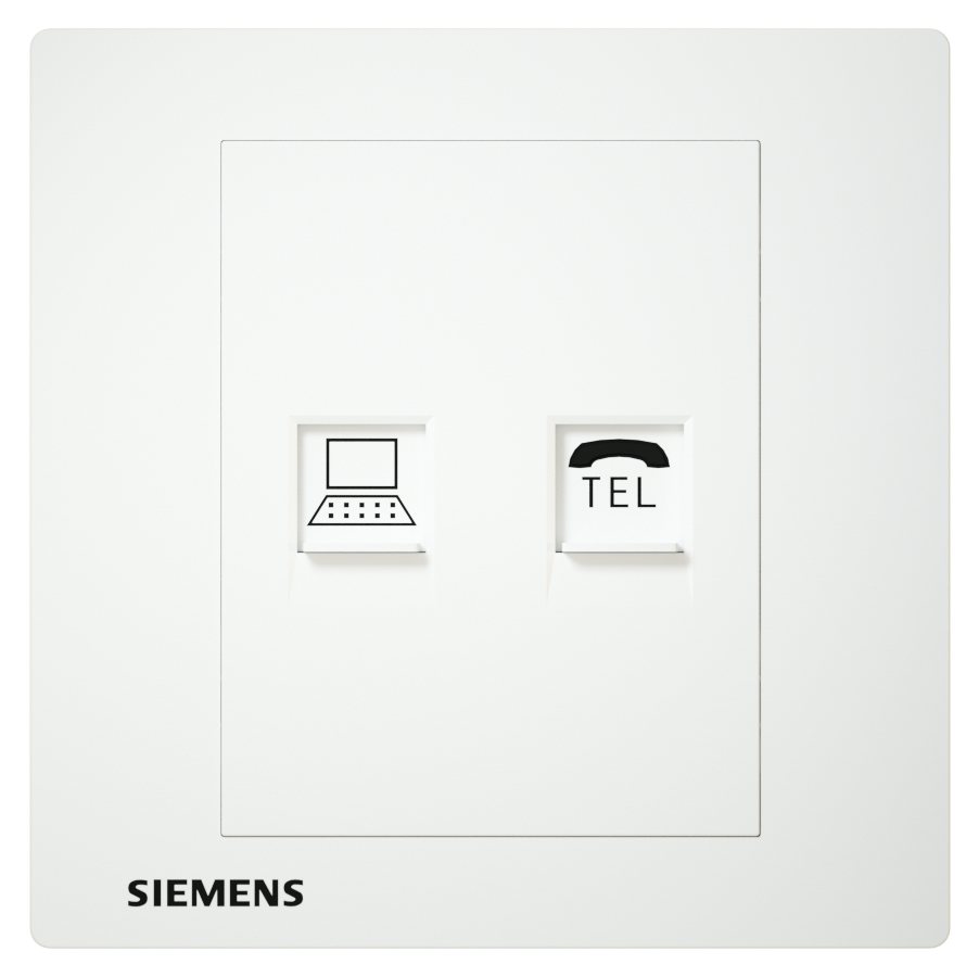 插座 高速 CAT5e 電腦＋電話插座 白色 SIEMENS 西門子 DELTA® relfa
