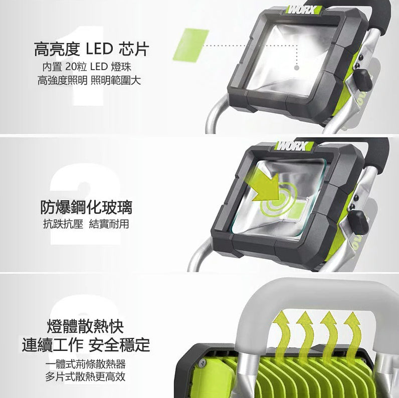 LED 照明燈  20V 鋰電 高亮度 LED 芯片 WORX 威克士 WU026